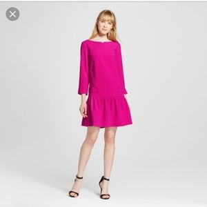 NWT Victoria Beckham x Target Fuchsia Midi Dress with Boat Neck